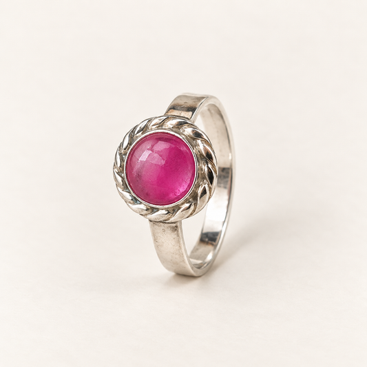 Anel Flor Turmalina Rosa